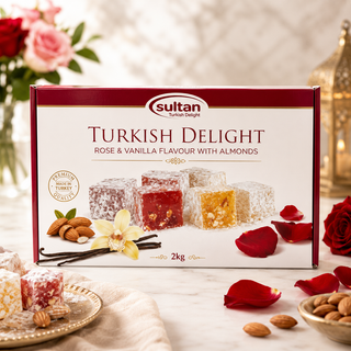 Sultan Rose & Vanilla Turkish Delight with Almonds 1kg