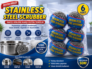 Stainless Steel Scrubber – 6 Pack