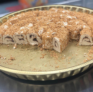 Özelif Tahini Helva with Cocoa Hazelnut Cream (Kakaolu Fındık Kremalı Tahin Helvası)